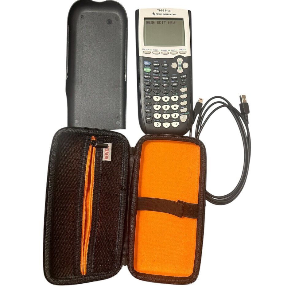 Texas Instruments TI-84 Plus Graphing Calculator with Protective Case and cable